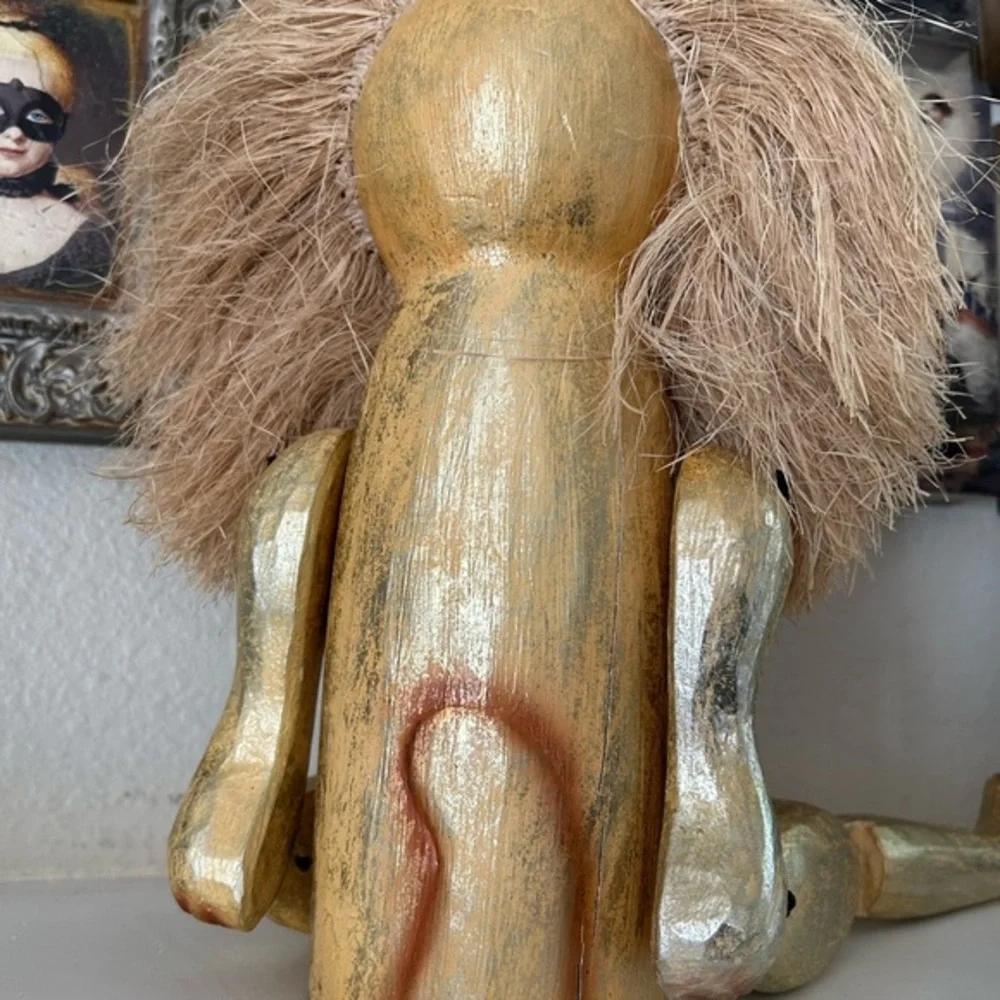Whimsical Handcrafted‎ Golden Lion with Fluffy Mane - Pier One Decor